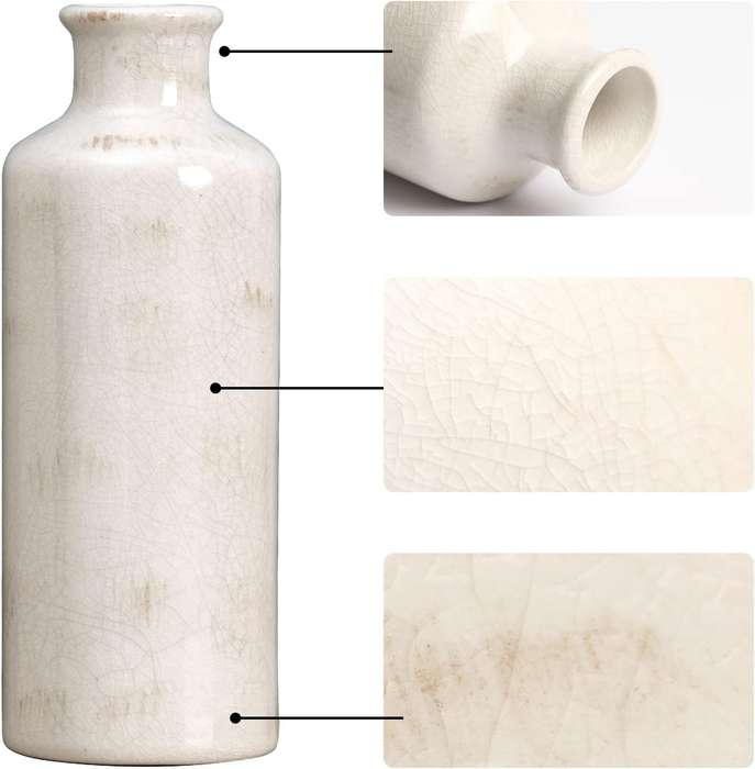 Ceramic Farmhouse Vase Set For Home Shelf Wedding Table Decor - 3 Piece