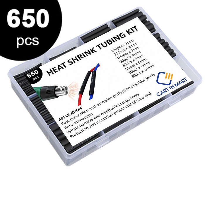 650 Piece Heat Shrink Tubing Kit- Wire Wrap Tube UL Ratio 2:1 Insulation