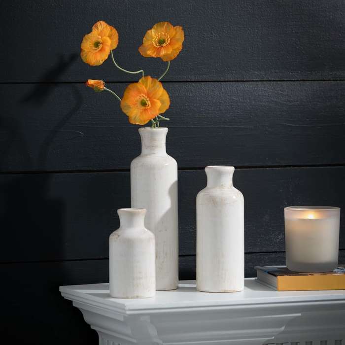 Ceramic Farmhouse Vase Set For Home Shelf Wedding Table Decor - 3 Piece