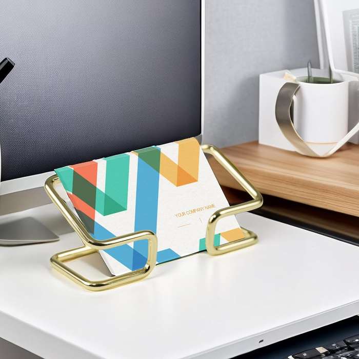 2 Pack Metal Gold Business Card Holder Display For Desk Home Office-Premium