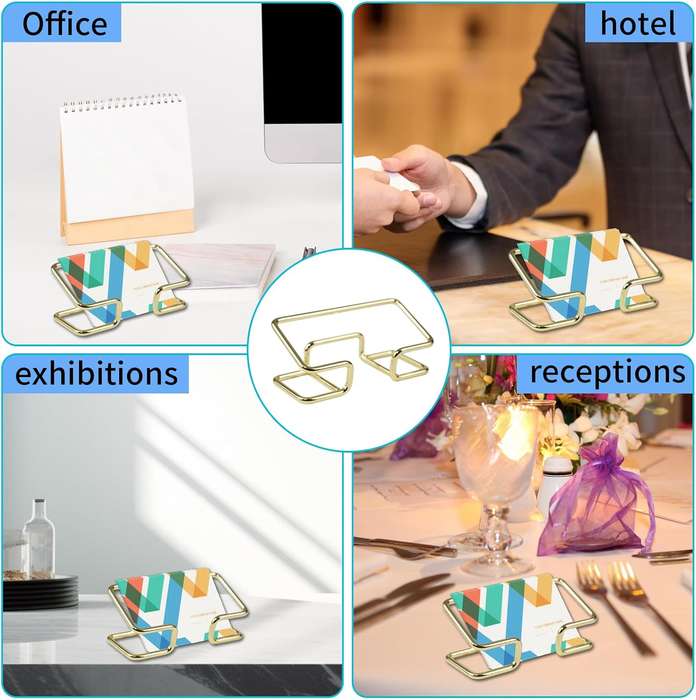 2 Pack Metal Gold Business Card Holder Display For Desk Home Office-Premium