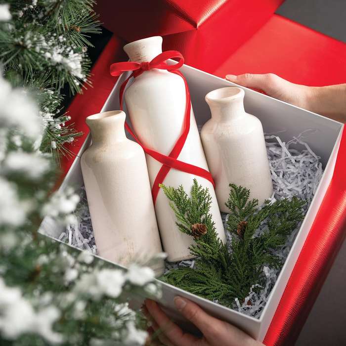 Ceramic Farmhouse Vase Set For Home Shelf Wedding Table Decor - 3 Piece