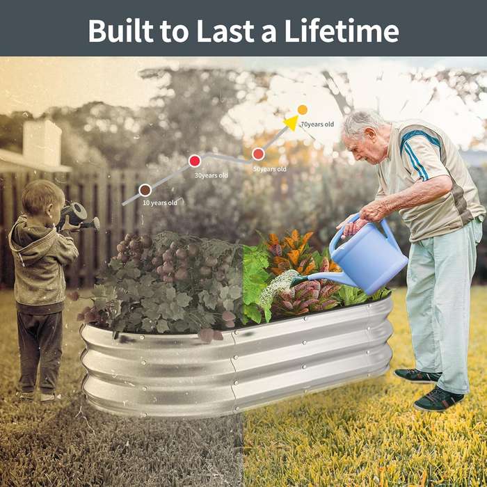 Galvanised Metal Raised Bed Vegetable Planter Box For Outdoor Garden