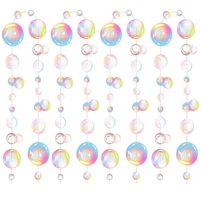 4 Pack Mermaid Party Decoration Transparent Hanging Streamer Bubble Garland