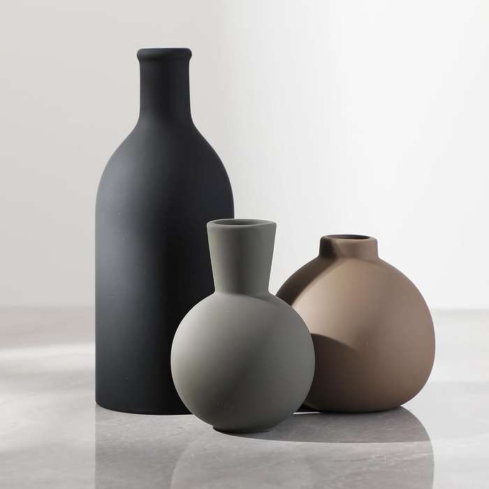 3-Piece Rustic Vase Set Decorative Ceramic Vases for Pampas Dried Flowers