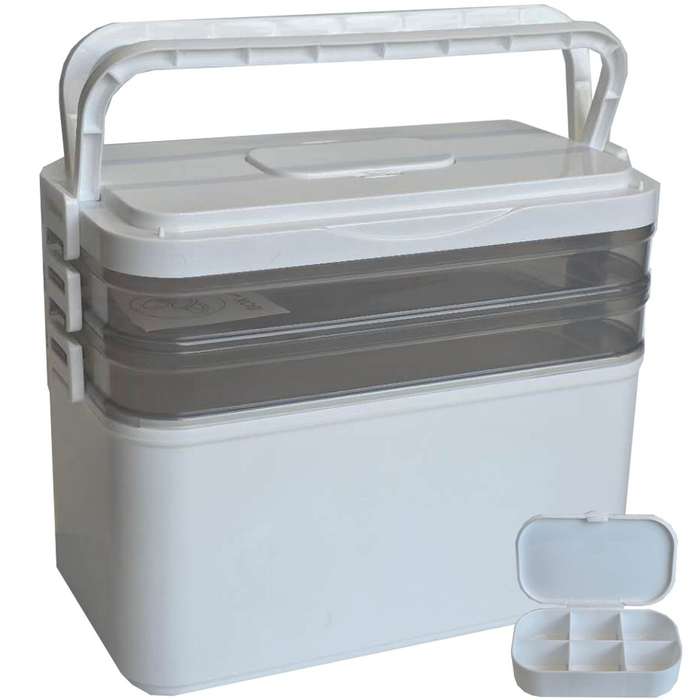 3-Layer Portable Medicine Storage Box with Travel Pill Case First Aid Kit