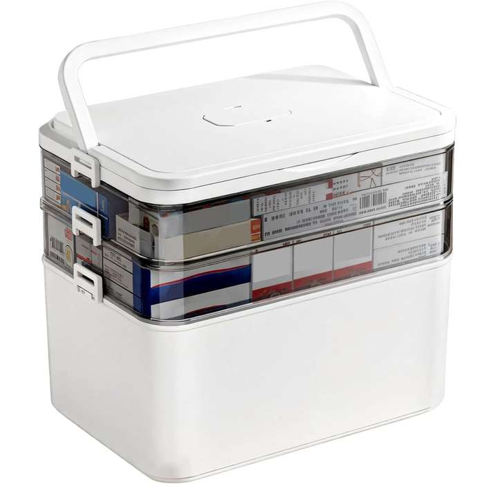 3-Layer Portable Medicine Storage Box with Travel Pill Case First Aid Kit