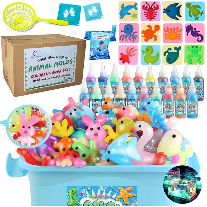 Magic Water Elf Toy Kit Aqua Gel Craft Set With 20 Gels Animal Molds