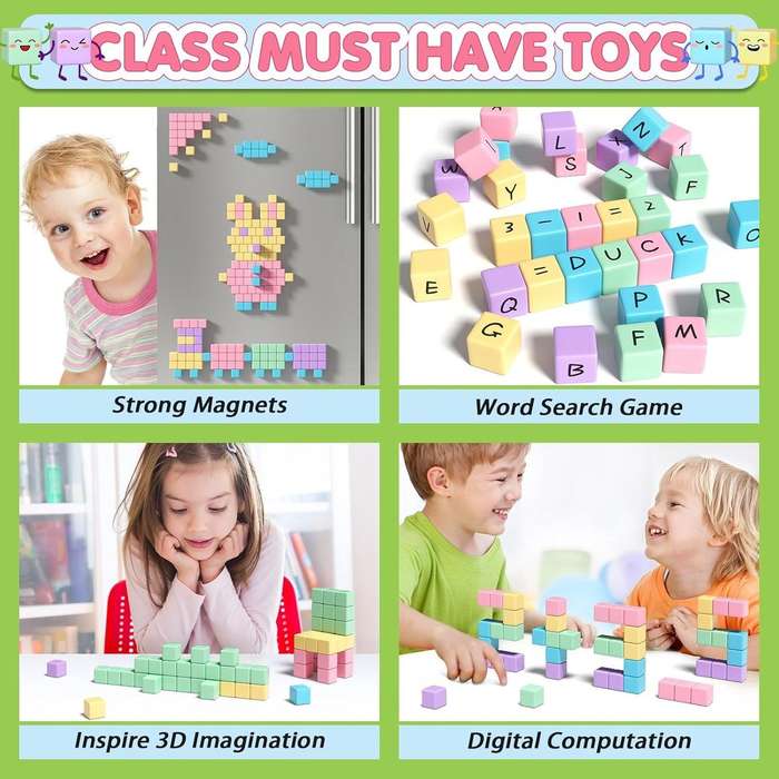45-piece Magnetic Blocks STEM Magnet Building Cubes for Kids Toddler Learning