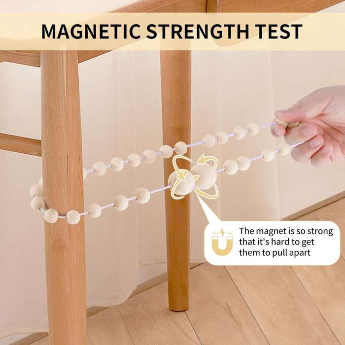 2Pack Wooden Bead Magnetic Curtain Tiebacks Curtain Holdbacks Strong Magnet