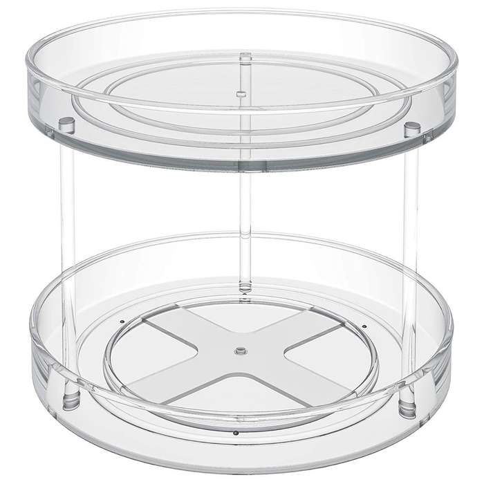 2 Tier Lazy Susan Turntable Pantry Organiser Spice Spinner Rotating Stand