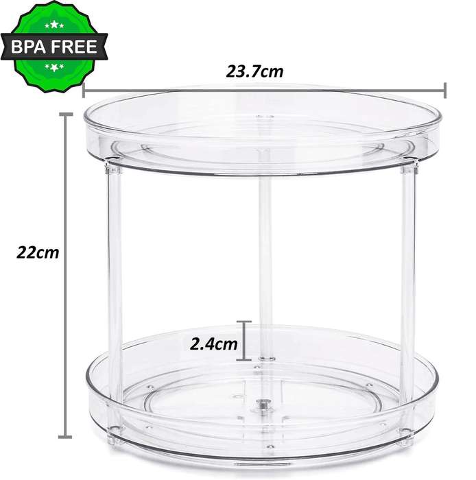 2 Tier Lazy Susan Turntable Pantry Organiser Spice Spinner Rotating Stand