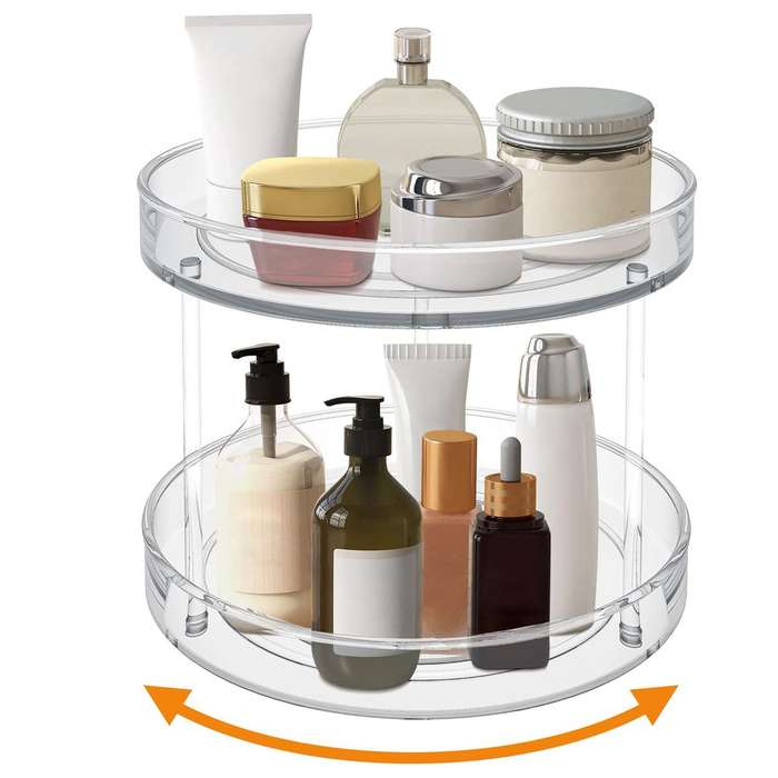 2 Tier Lazy Susan Turntable Pantry Organiser Spice Spinner Rotating Stand