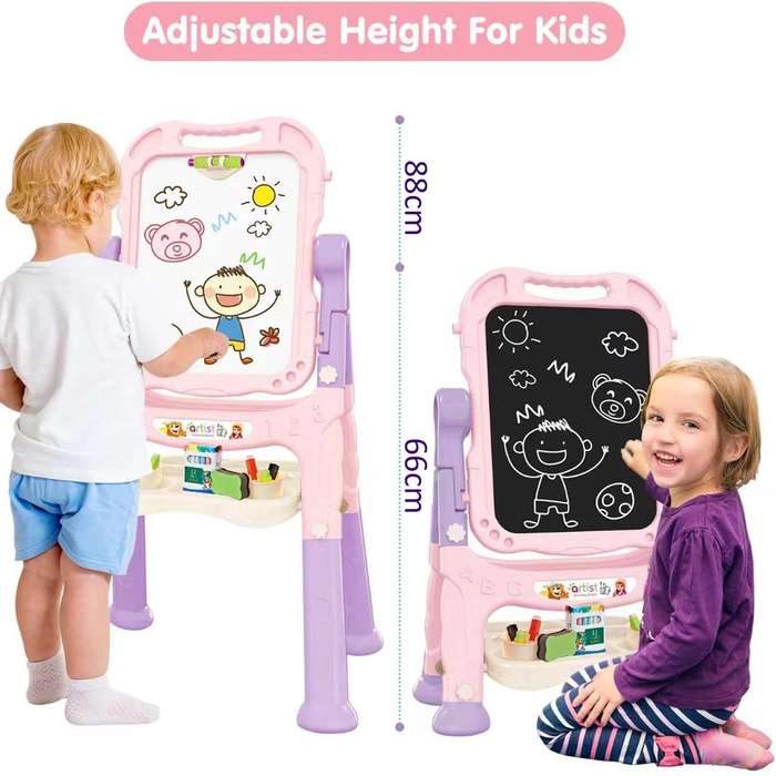 Adjustable Magnetic Double Sided Art Drawing Board Easel for Toddler Kids