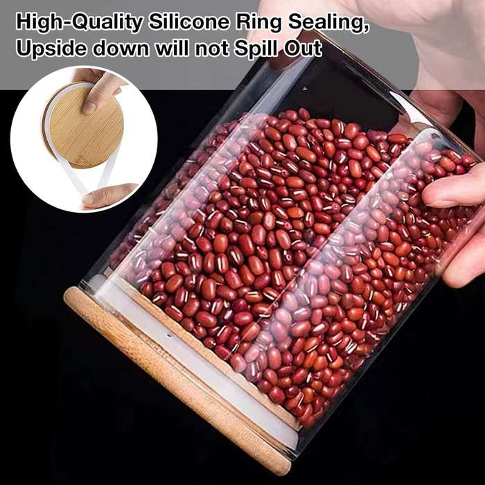 6 Pack 1.2L Glass Food Storage Container Jars With Bamboo Lids/Label/Marker