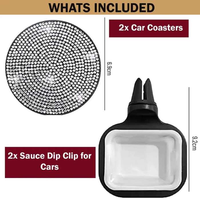 4-Pcs Car Bling Cup Coaster & Ketchup Holder