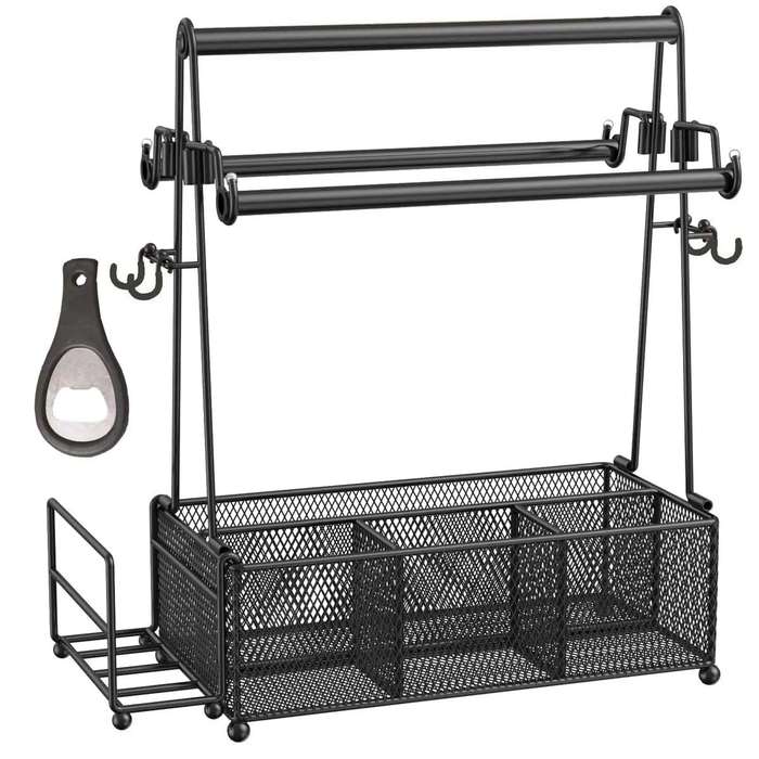 Utensils Organiser Caddy With Tissue Holder - Black