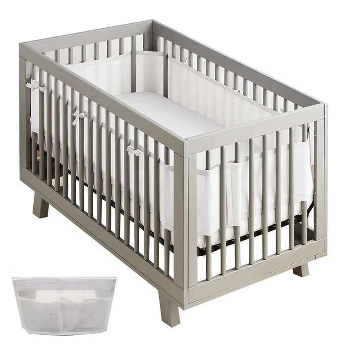 4 Sided Cot Bumper Mesh Baby Crib Liner- Breathable (Only Liners,No Cot Included)