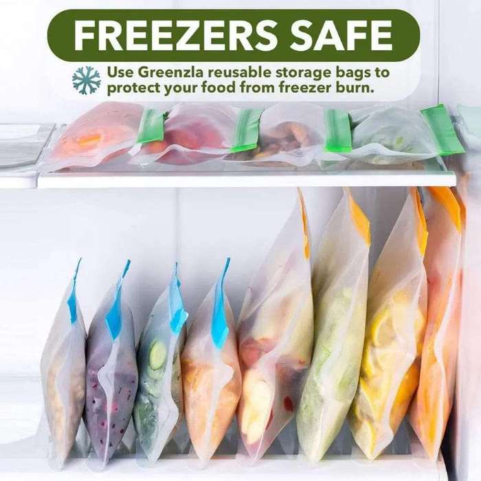 14 Pieces Reusable Food Storage Bags & Holder Set