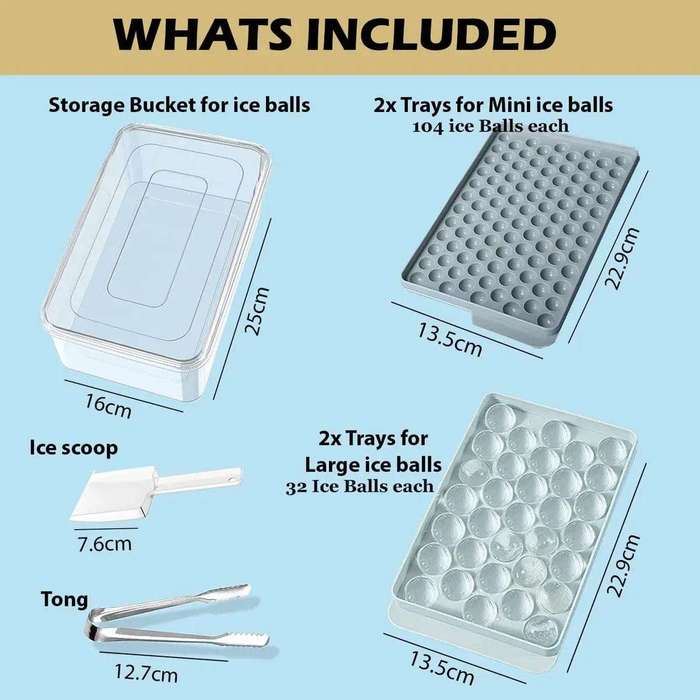 4 Pack Round Large and Mini Ice Cube Tray Set