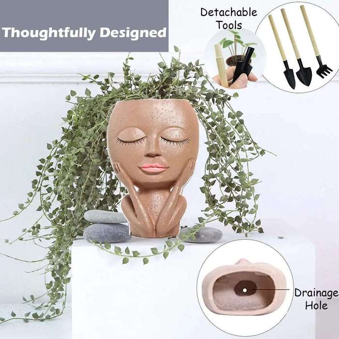 Face Flower Pot Head Succulent Planter- Mini