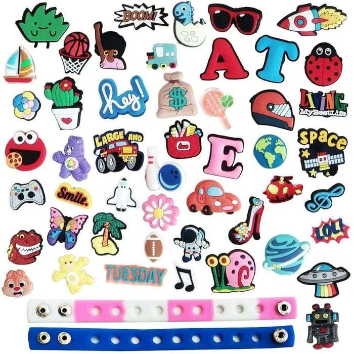 50 Piece Shoe Decoration Charms Stickers & Bracelets