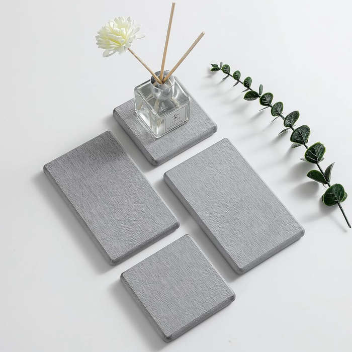 4 Pack Diatomite Coasters Water Absorbant Stone Trays For Bathroom/Kitchen Light Grey