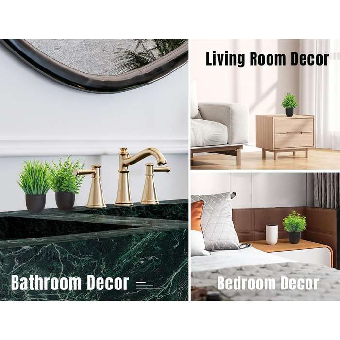 4 Pack Small Artificial Fake Faux Plants Potted Black For Home Office Decor-