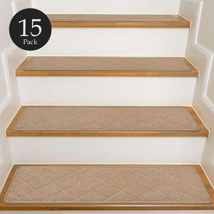 |15 Pack Edging Stair Treads Non-Slip Carpet Mat For Wooden Floor-76x20cm