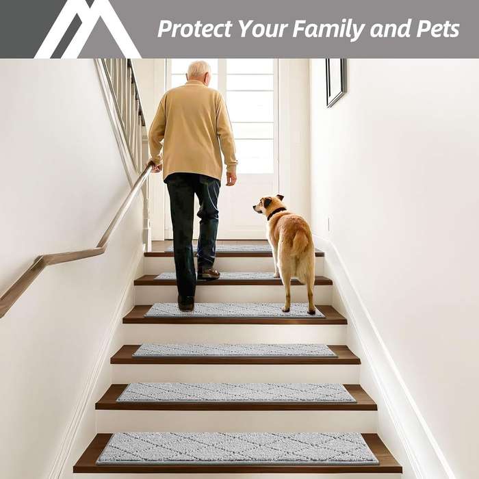 |15 Pack Edging Stair Treads Non-Slip Carpet Mat For Wooden Floor-76x20cm