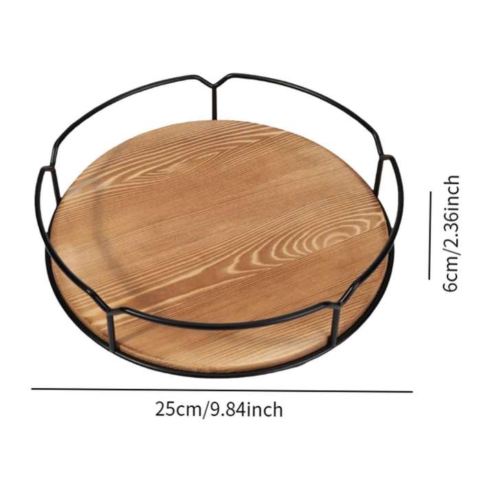 Lazy Susan Turntable Organiser For Cabinet-Farmhouse Walnut Wood -25cm