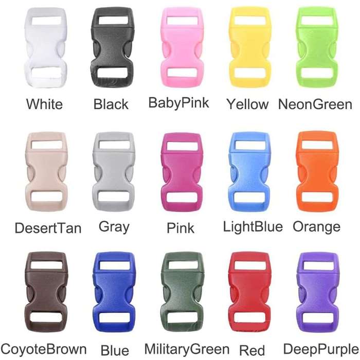 100 Pack Assorted Paracord Buckles For Bracelet DIY Craft Pet Collar