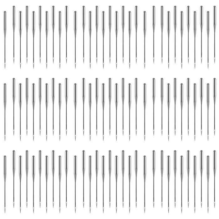 100 Pack Industrial Sewing Machine Needles 6 Sizes-Round Shank