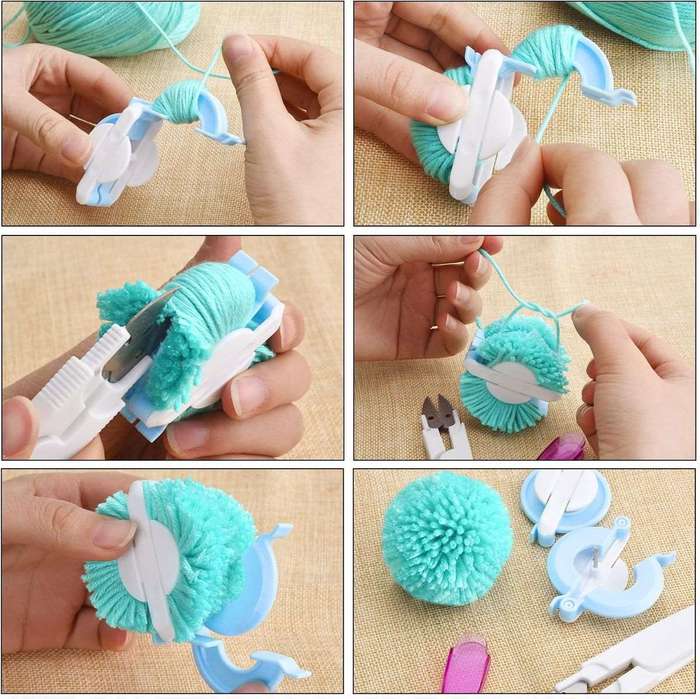 Pom Pom Maker DIY Knitting Wool Kit With 4 Size Fluff Ball Weaver & Cutter