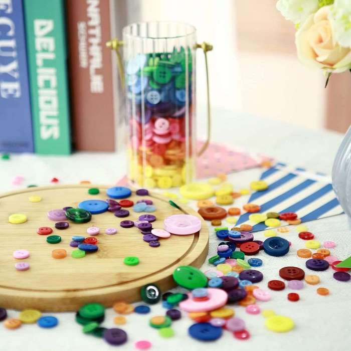 1500 Pieces Round Resin Buttons Mixed Color For Crafts Sewing
