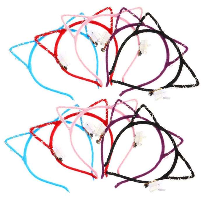 10 Piece LED Glow In The Dark Cat Ear Headband Neon Party Supplies Favors