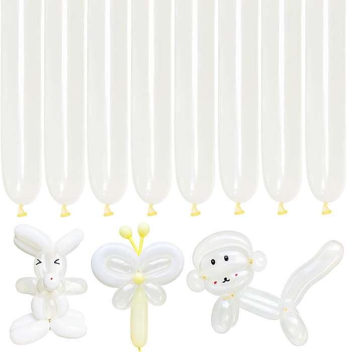 100 Pack Clear Long Balloons For Animal Twisting Tying Arch Magic Modeling