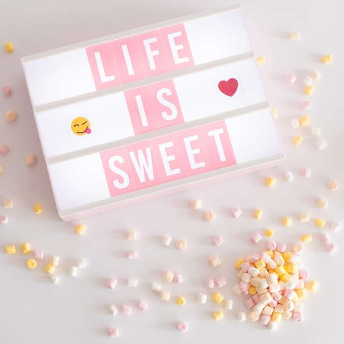 Pink Cinema LED Light Box Home Office Decor With Letters ,Emojis & Markers