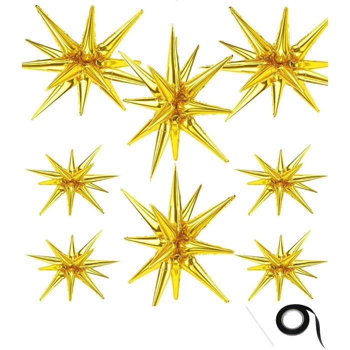 8 Pack Star Balloons Burst Star Aluminum Foil Birthday Wedding Party Supply - Silver