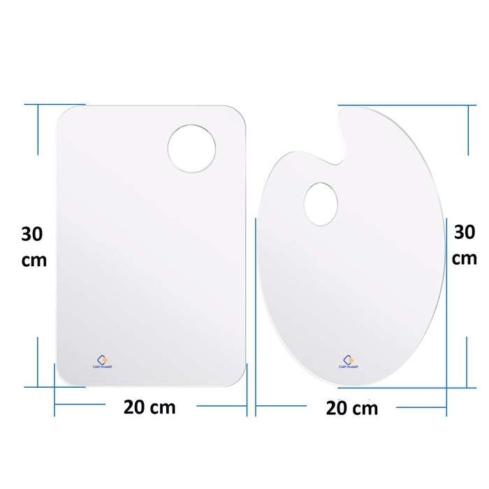 2 Pack Clear Acrylic Paint Palette With Thumb Hole 30x20cm Easy Clean Art