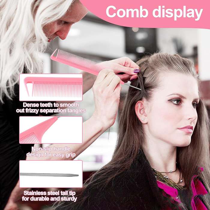 4 Pack Hair Styling Comb Set Teasing & Rat Tail Comb Edge Brush For Women