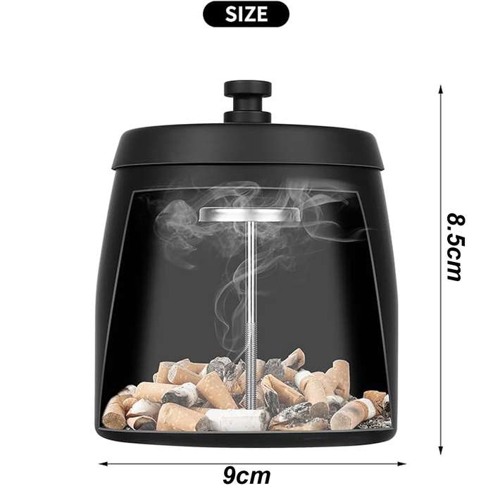 Ashtray With Lid For Cigarette Stainless Steel Smokeless Odorless Windproof