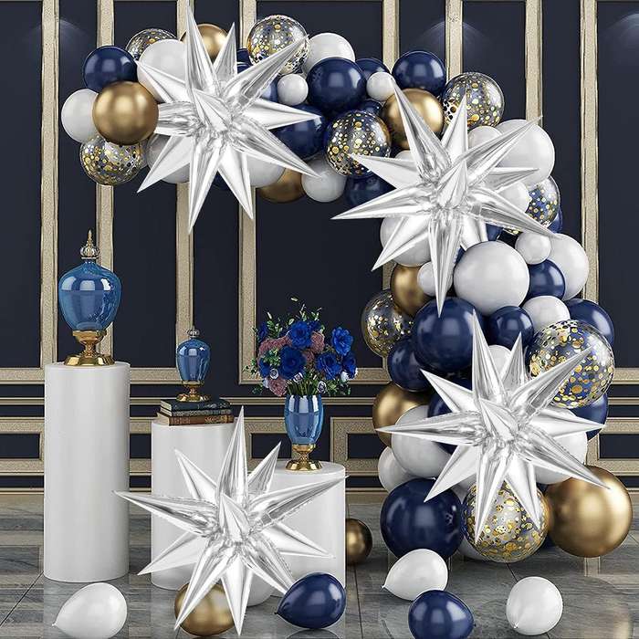 8 Pack Star Balloons Burst Star Aluminum Foil Birthday Wedding Party Supply - Silver