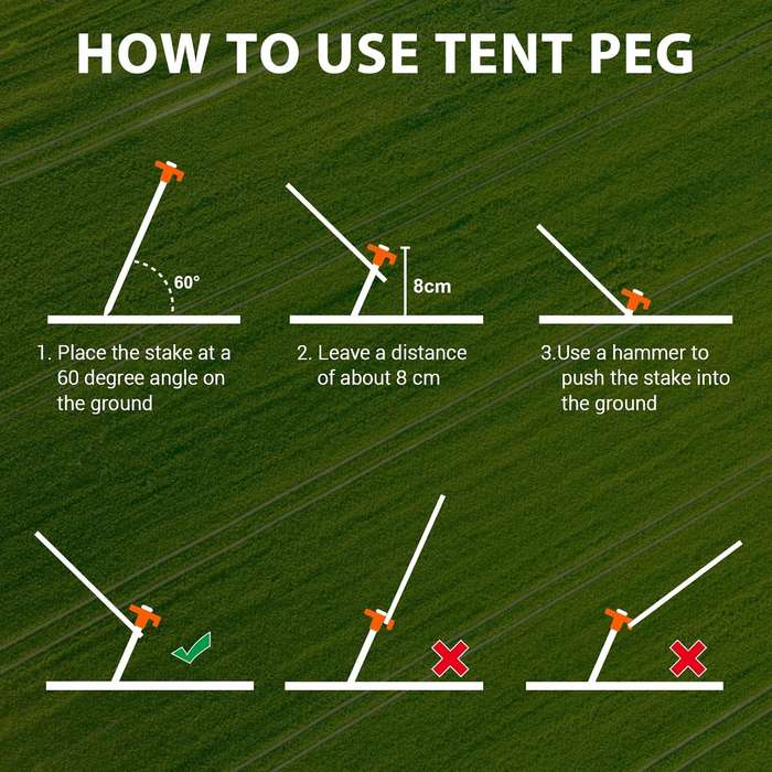 10 Pack Tent Stakes Heavy Duty Pegs 27cm For Camping Yard With 12m Ropes