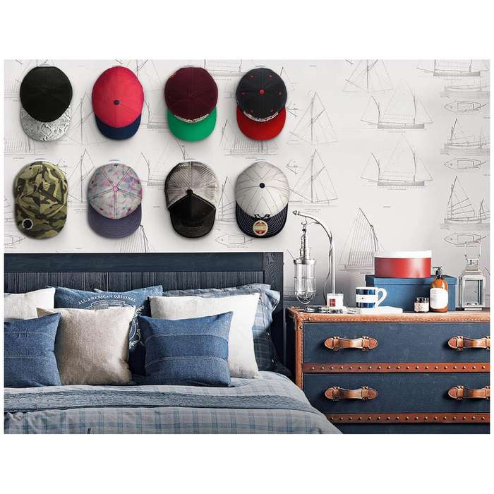 16 Pack Adhesive Hat Hooks For Hanging Caps Headphones Organiser For Wall - Black
