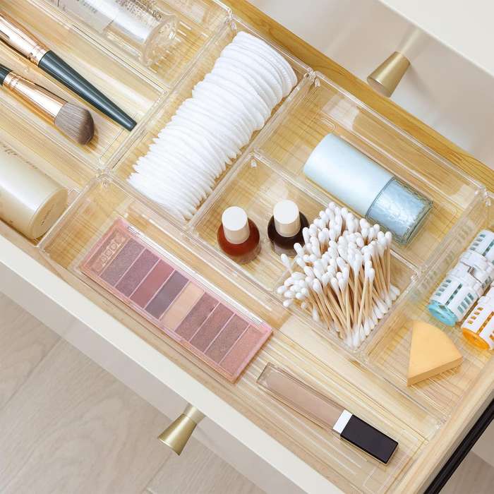 10 Piece Clear Acrylic Plastic Drawer Organizer Set 3 Sizes For Cosmetics