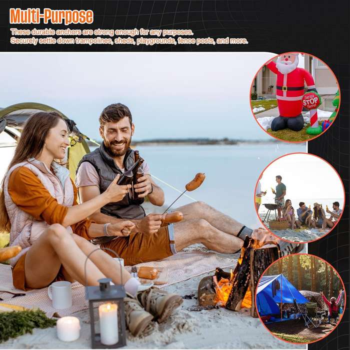 10 Pack Tent Stakes Heavy Duty Pegs 27cm For Camping Yard With 12m Ropes