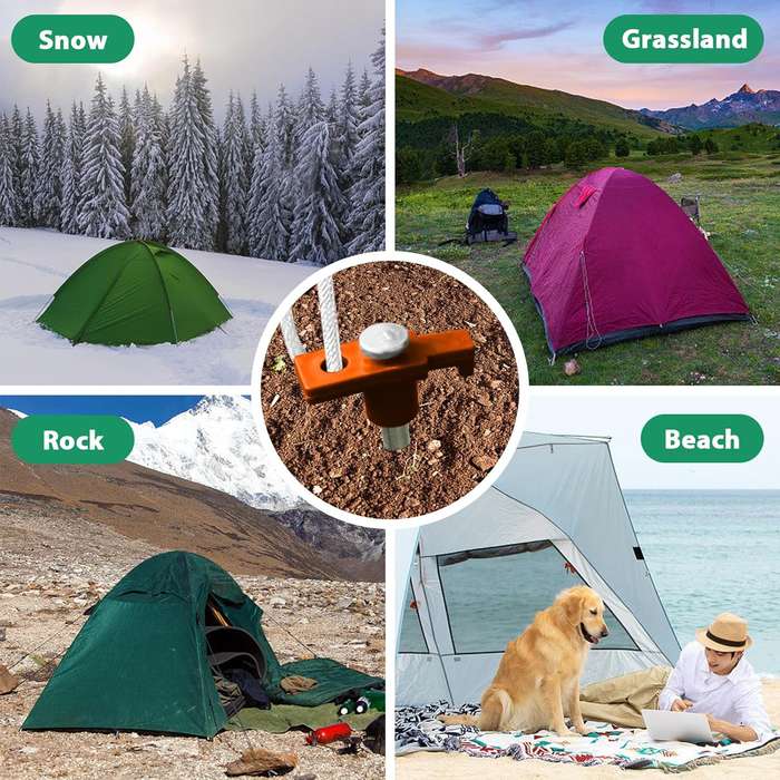 10 Pack Tent Stakes Heavy Duty Pegs 27cm For Camping Yard With 12m Ropes