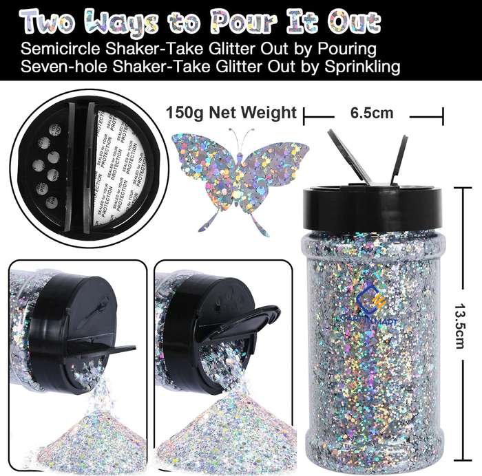Holographic Chunky Glitter Metallic Bulk Laser Sequin For Nail Craft 150g