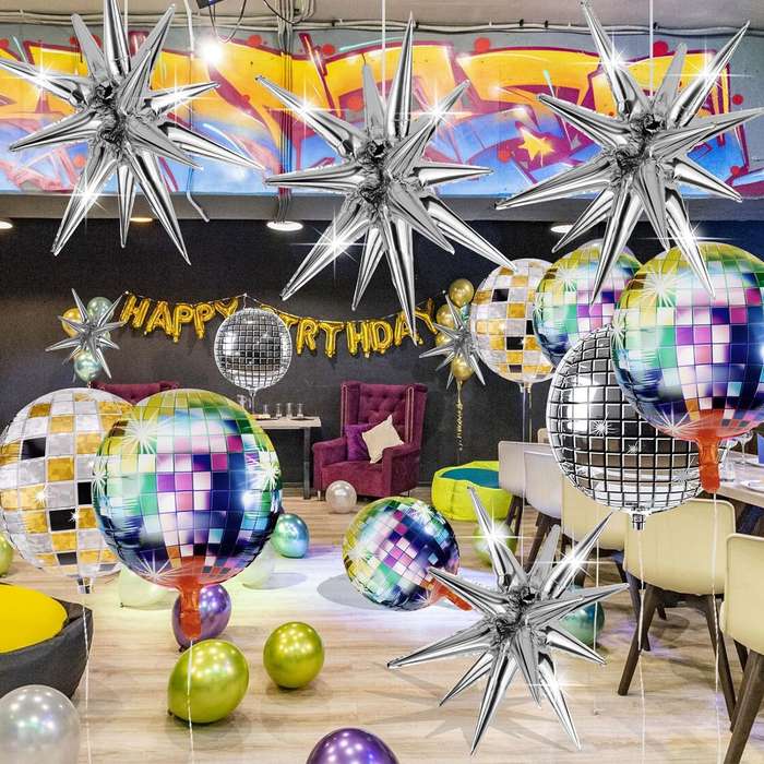 8 Pack Star Balloons Burst Star Aluminum Foil Birthday Wedding Party Supply - Silver